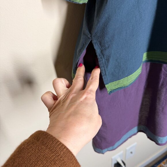 Gudrun Sjoden 3/4 Sleeve Button Up Colorblock Dress Multi Womens Size S Boho - Picture 4 of 7